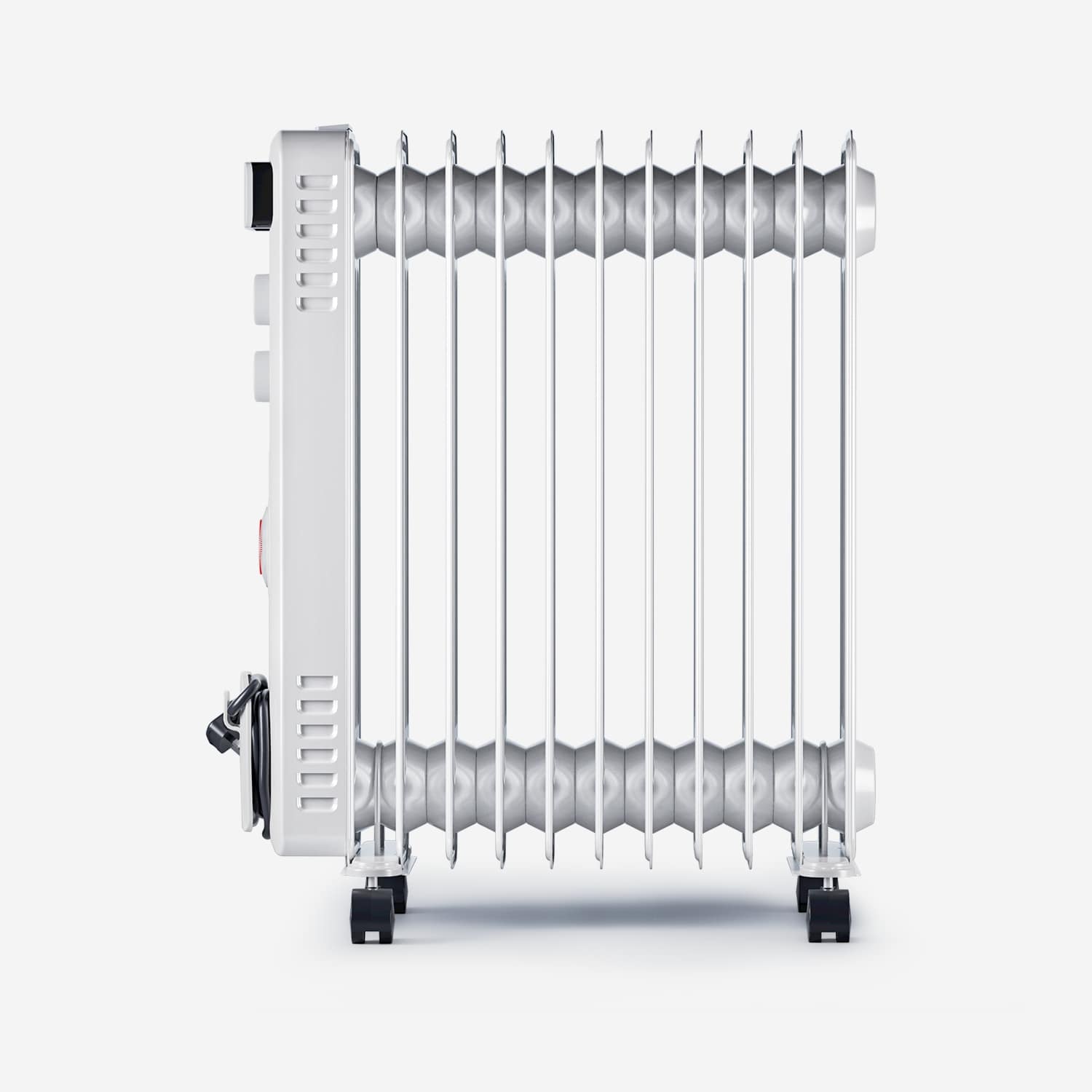 2500W Compact Oil Filled Radiator with 11 Fins and Thermostat Control - White