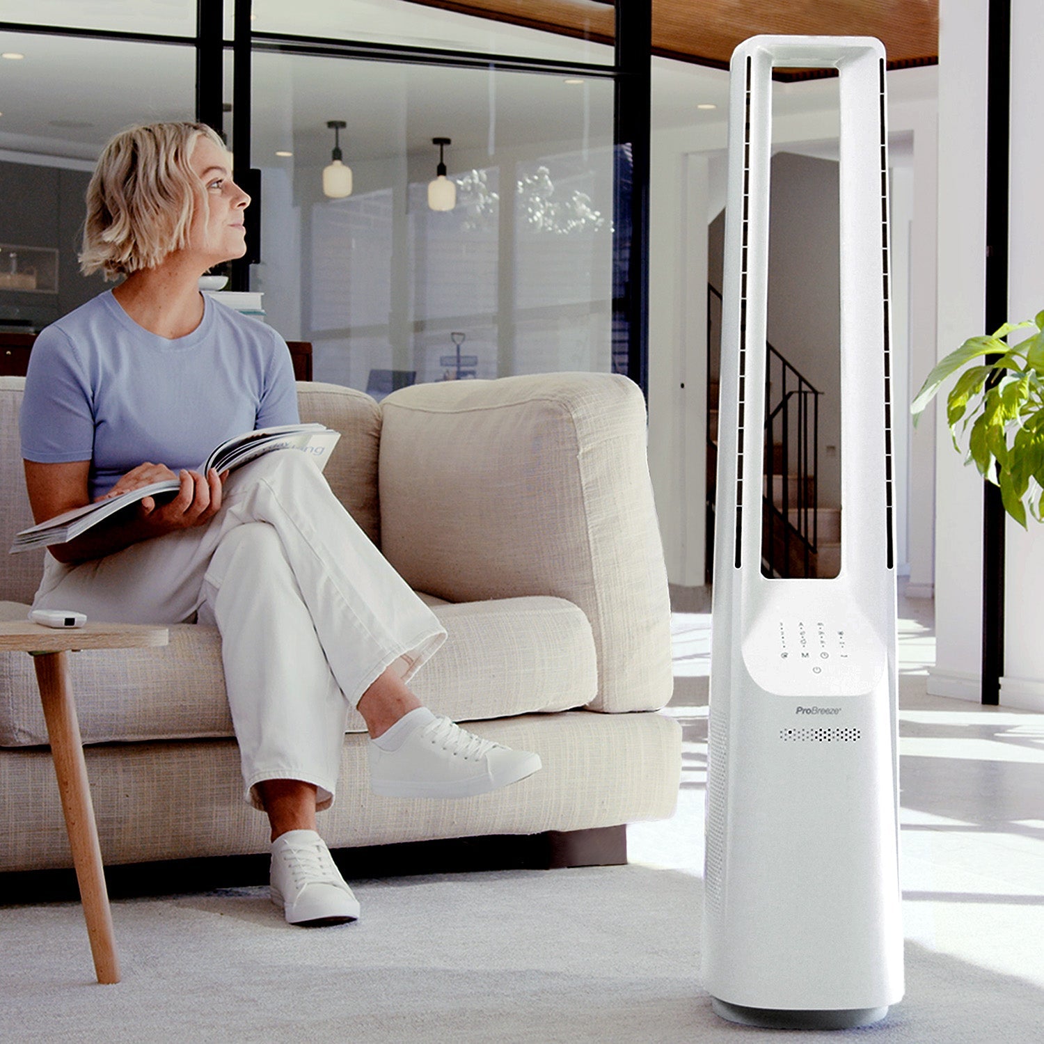 40" Bladeless torenventilator met slimme app-bediening - Wit