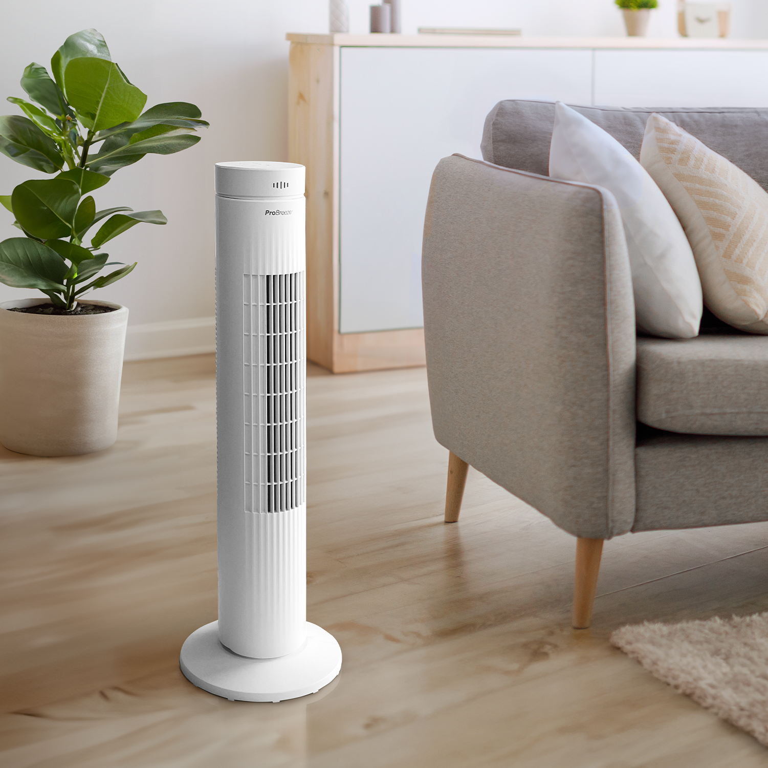 30" Oszillierender Turmventilator mit Touchpanel - Weiß