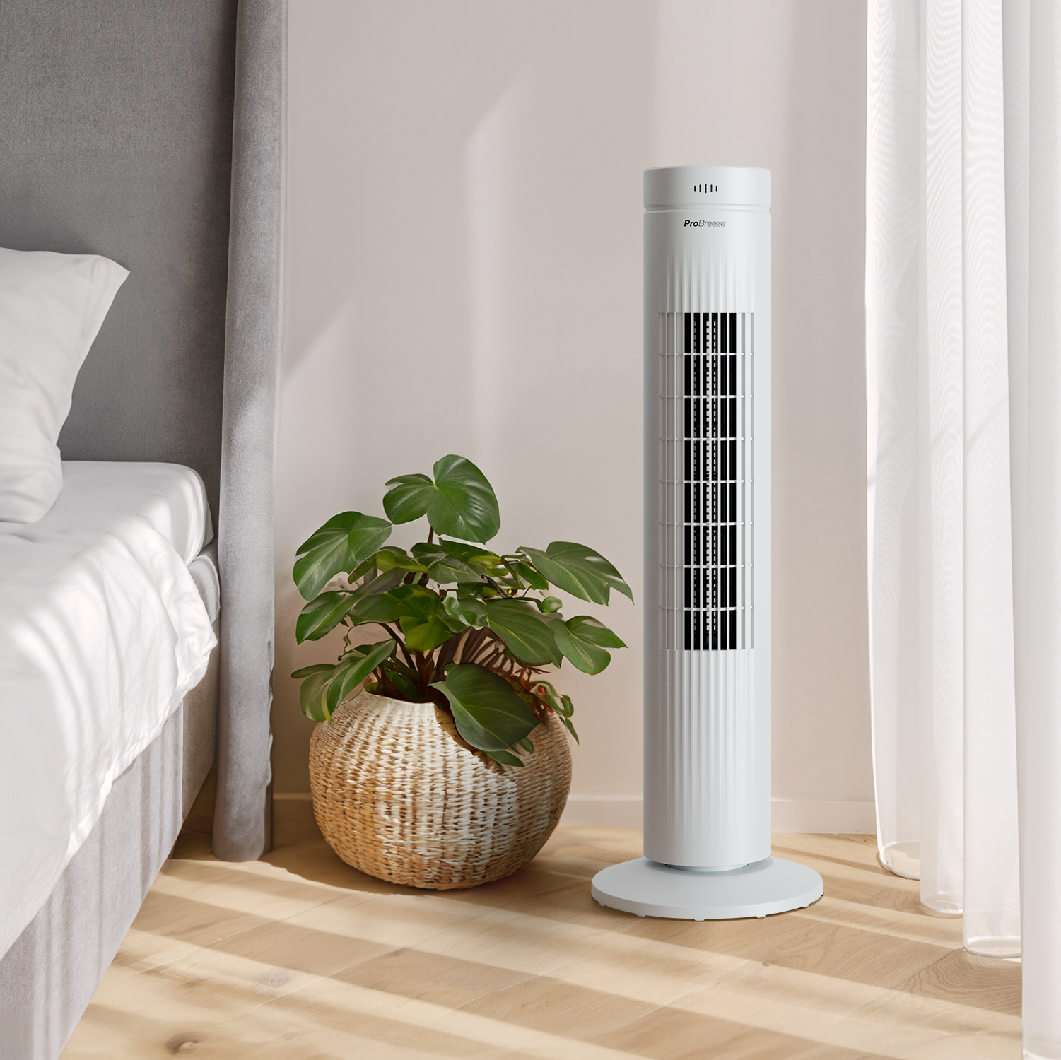 30" Oszillierender Turmventilator mit Touchpanel - Weiß