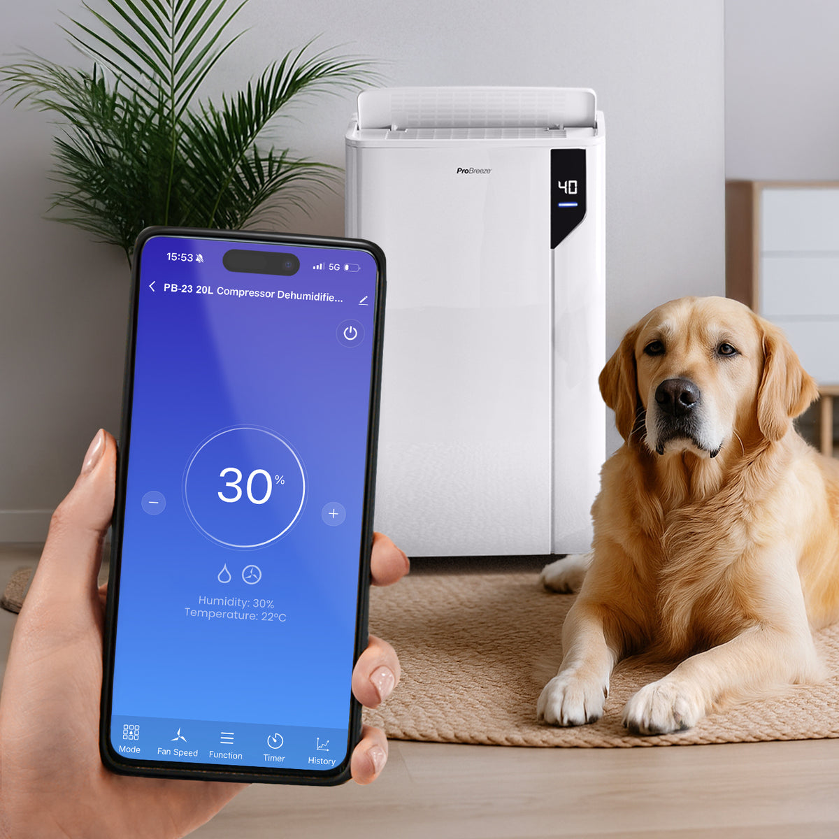 20L Premium Dehumidifier with Special One-Click Laundry Mode and Smart App Control