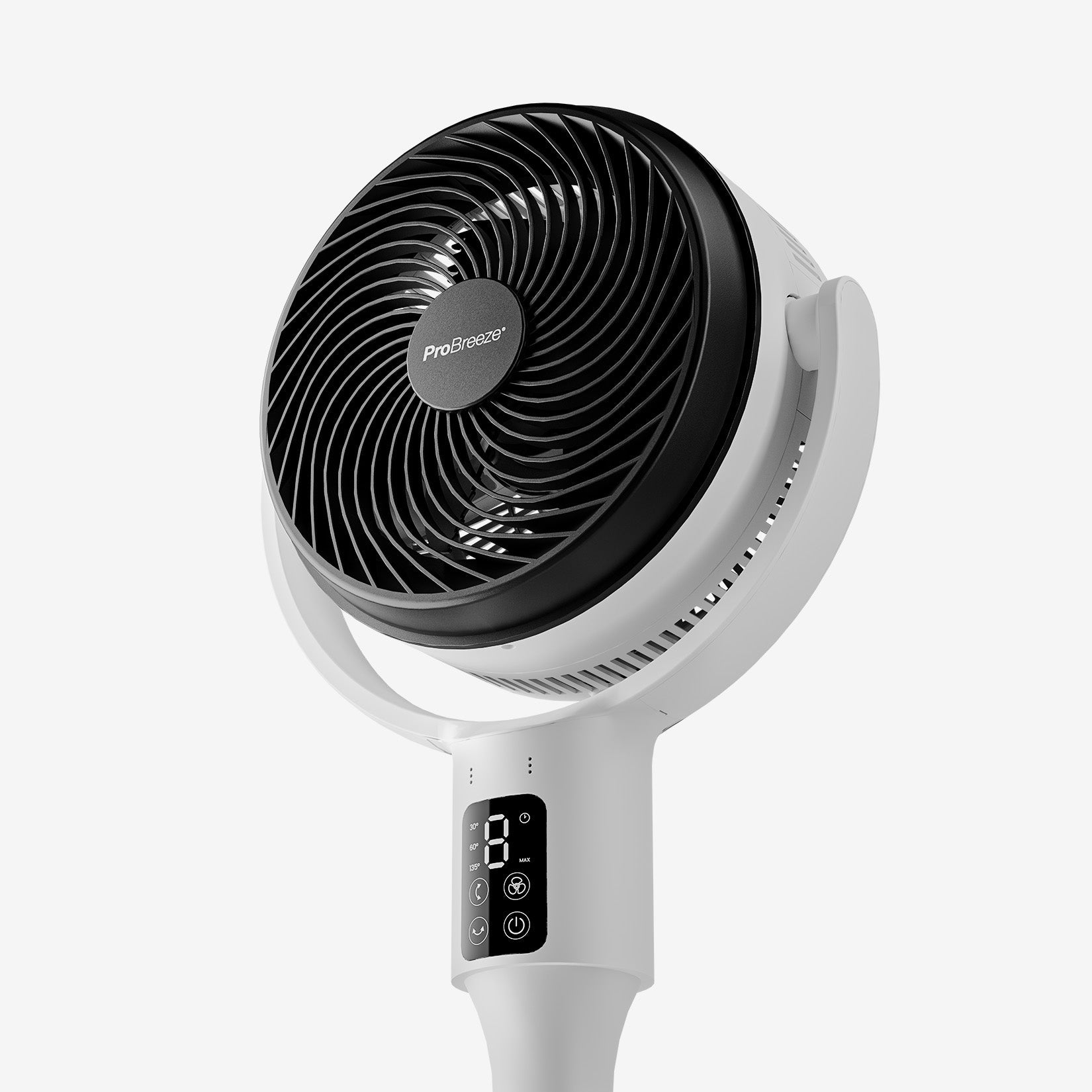AirFlo 43" Smart Hybrid Pedestal Fan - Ultra-Quiet Air Circulator - White