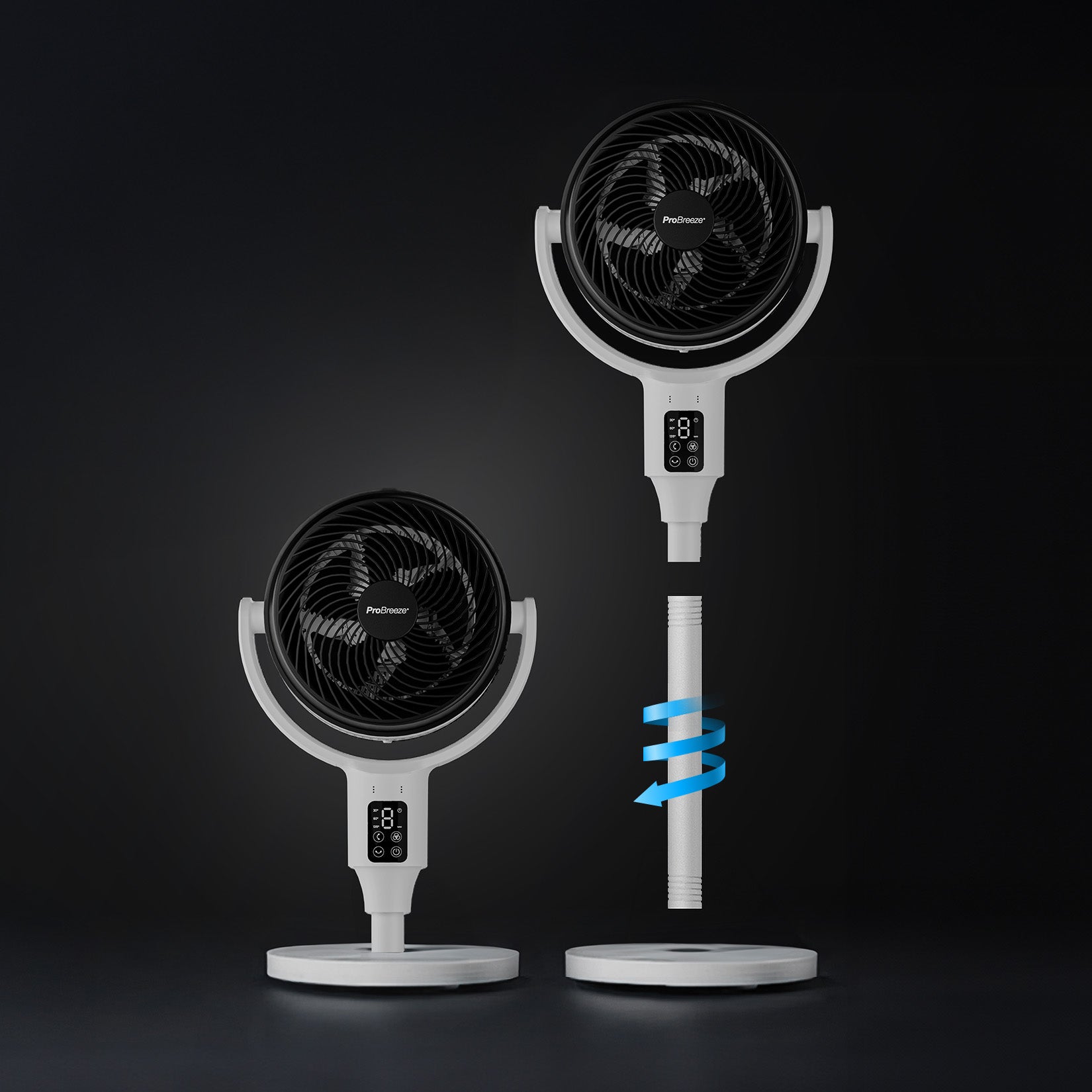 AirFlo 43" Smart Hybrid Pedestal Fan - Ultra-Quiet Air Circulator - White