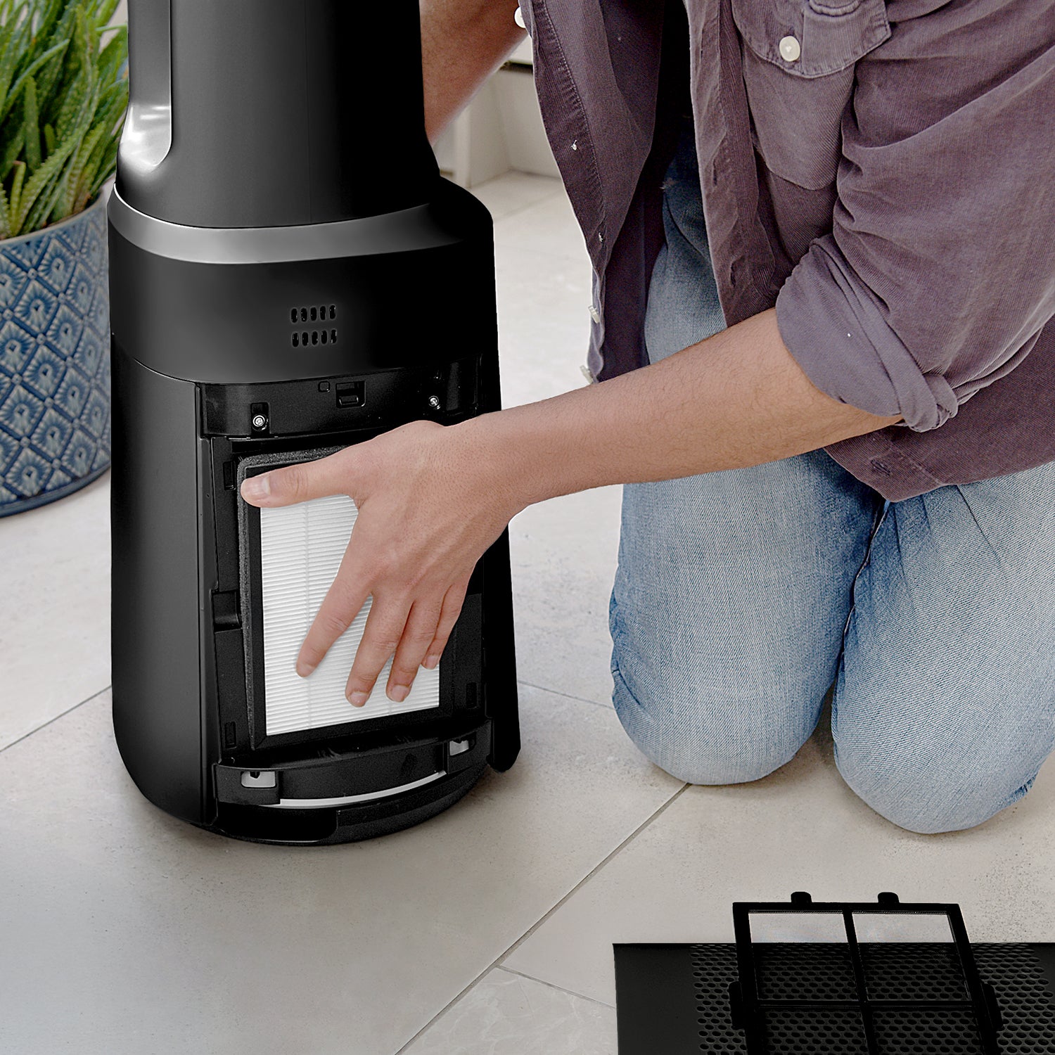 OmniAir 41" Ventilador de torre sem pás premium e purificador de ar - Preto
