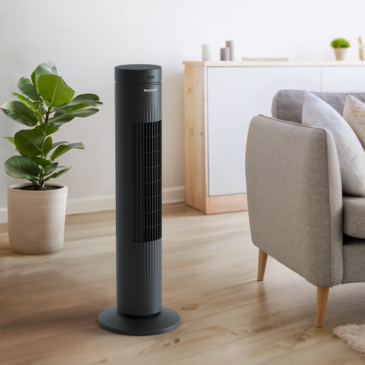 30" Ventilateur tour oscillant avec écran tactile - Noir