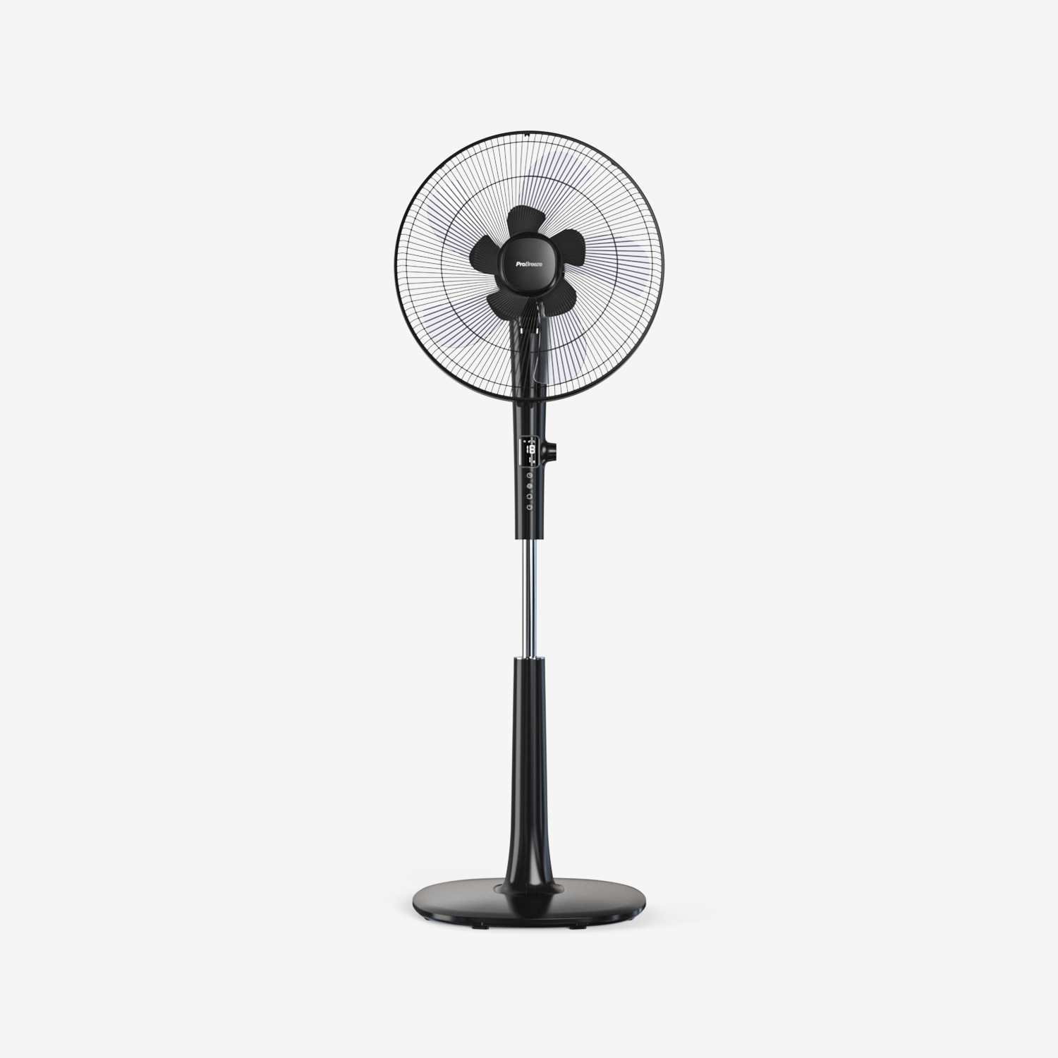 Ventilatore a piedistallo da 16" - Motore CC a basso consumo energetico, 3 modalità di funzionamento e telecomando - Nero