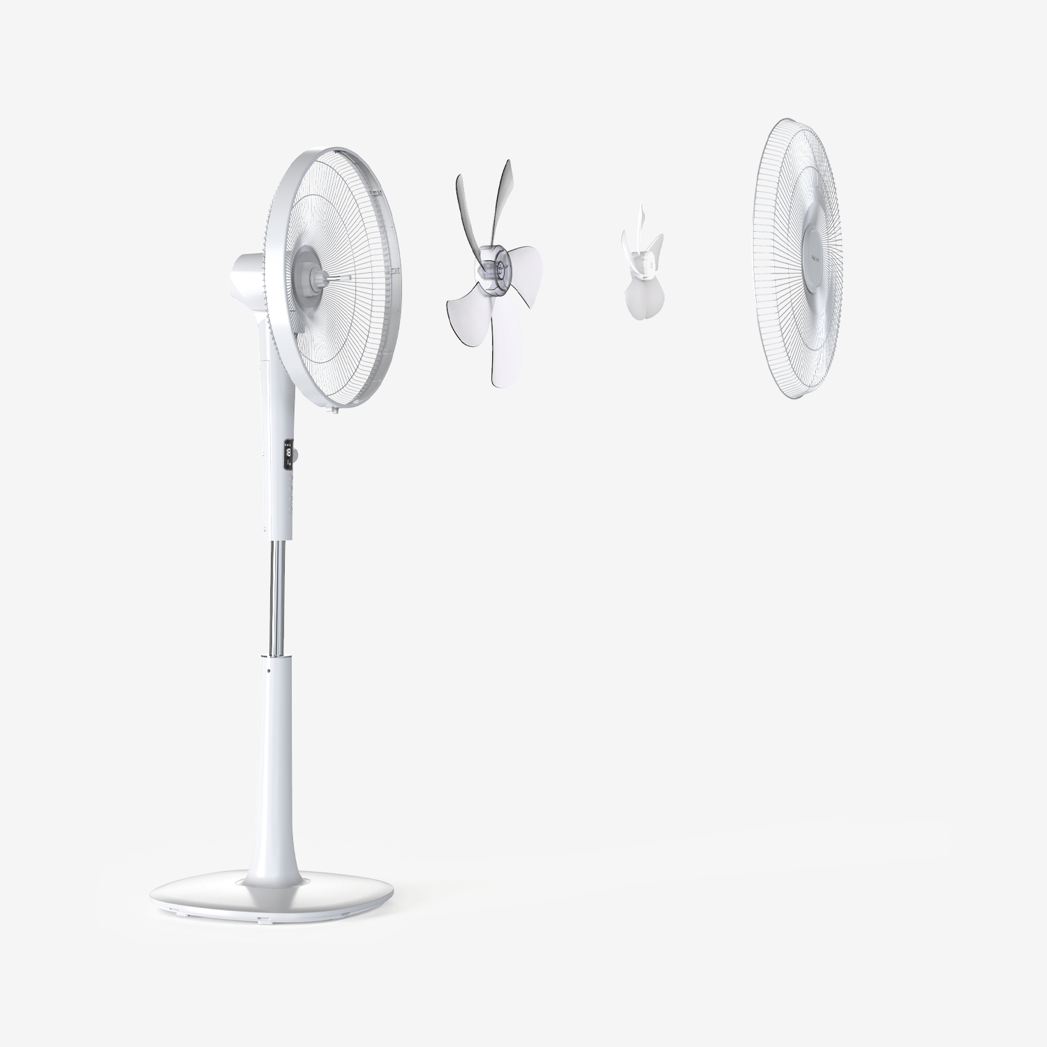 16" Pedestal Fan - Low Energy DC Motor, 3 Operating Modes & Remote Control - White