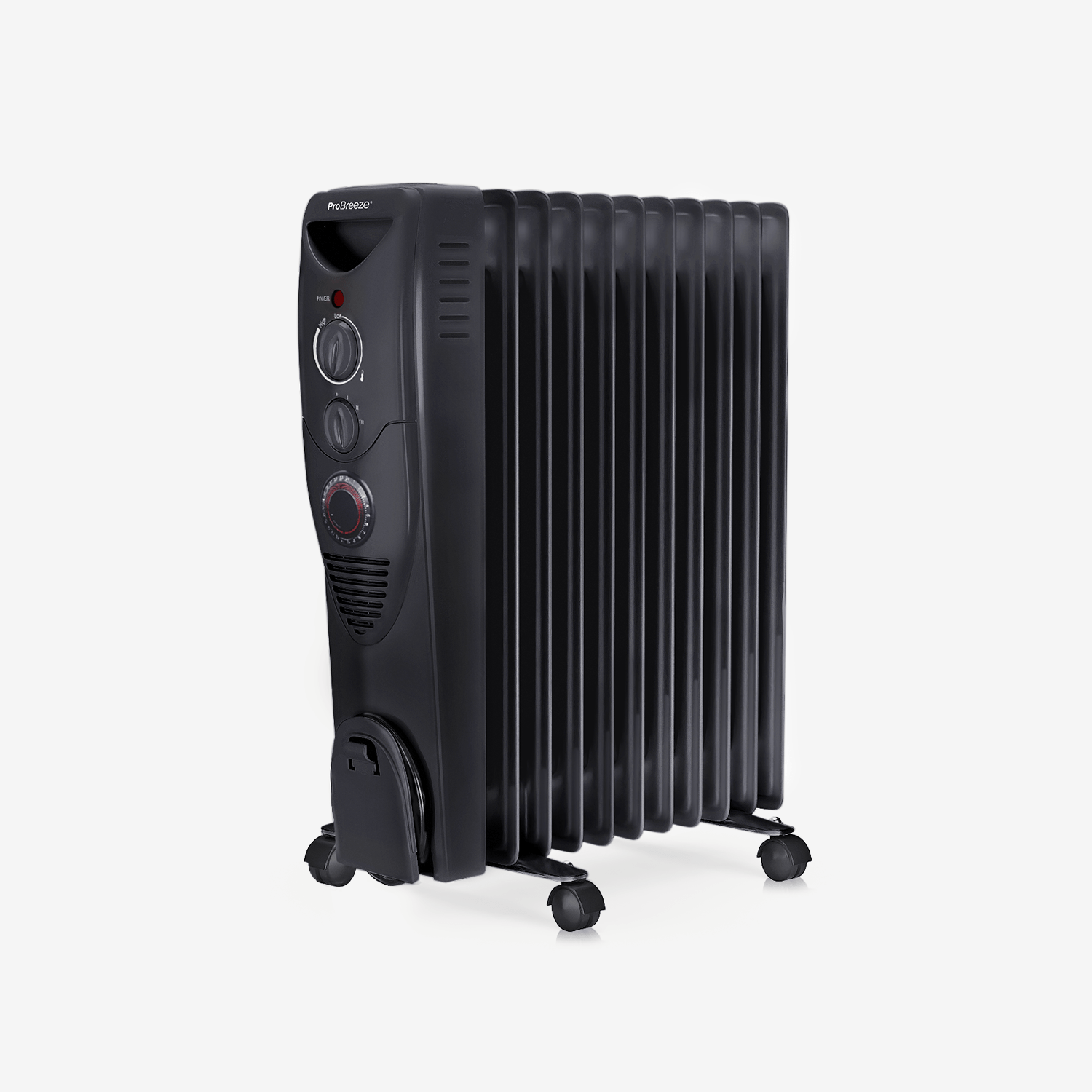 2500W Oil Filled Radiator with 11 Fins - Black