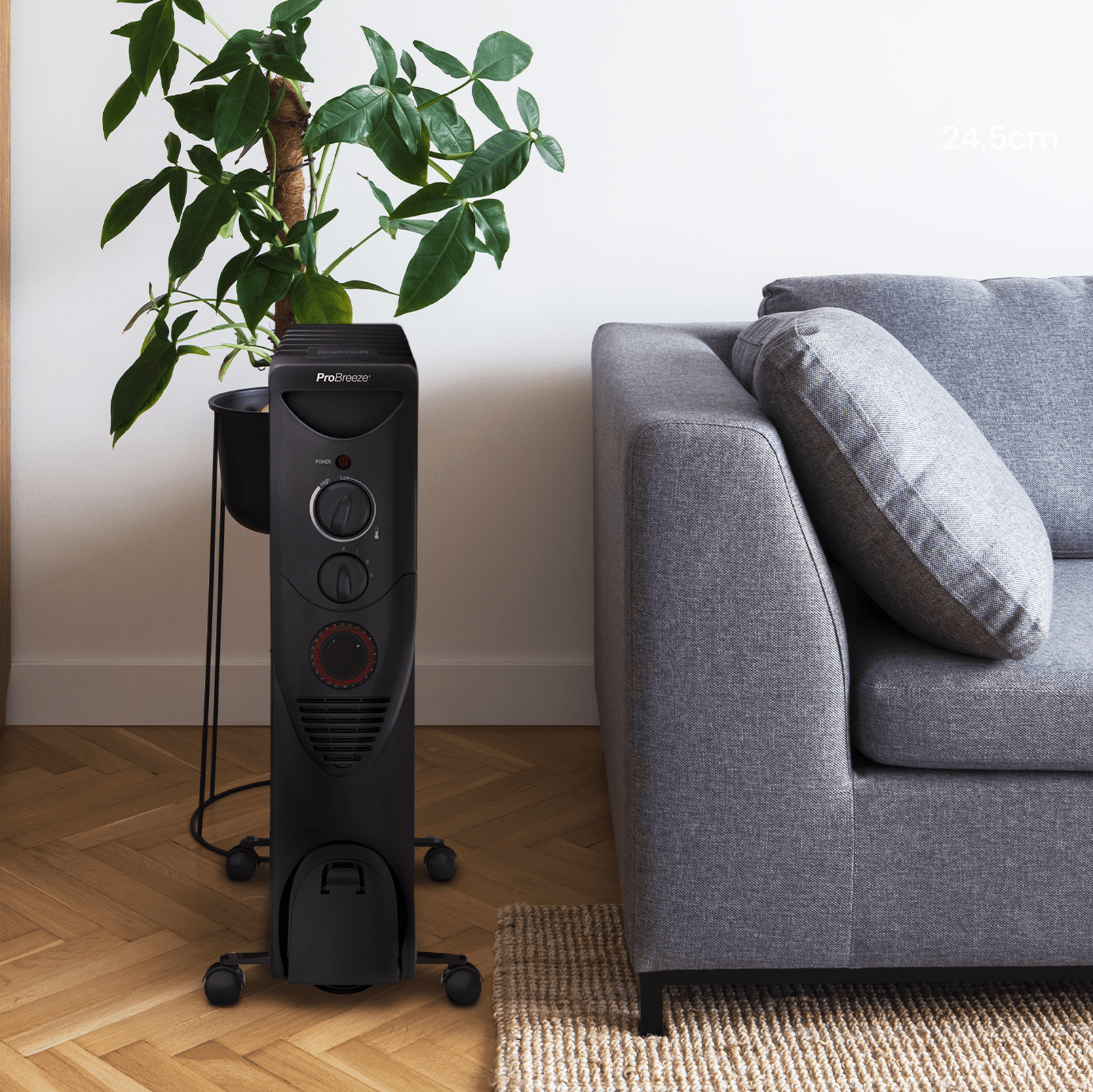 2500W Oil Filled Radiator with 11 Fins - Black