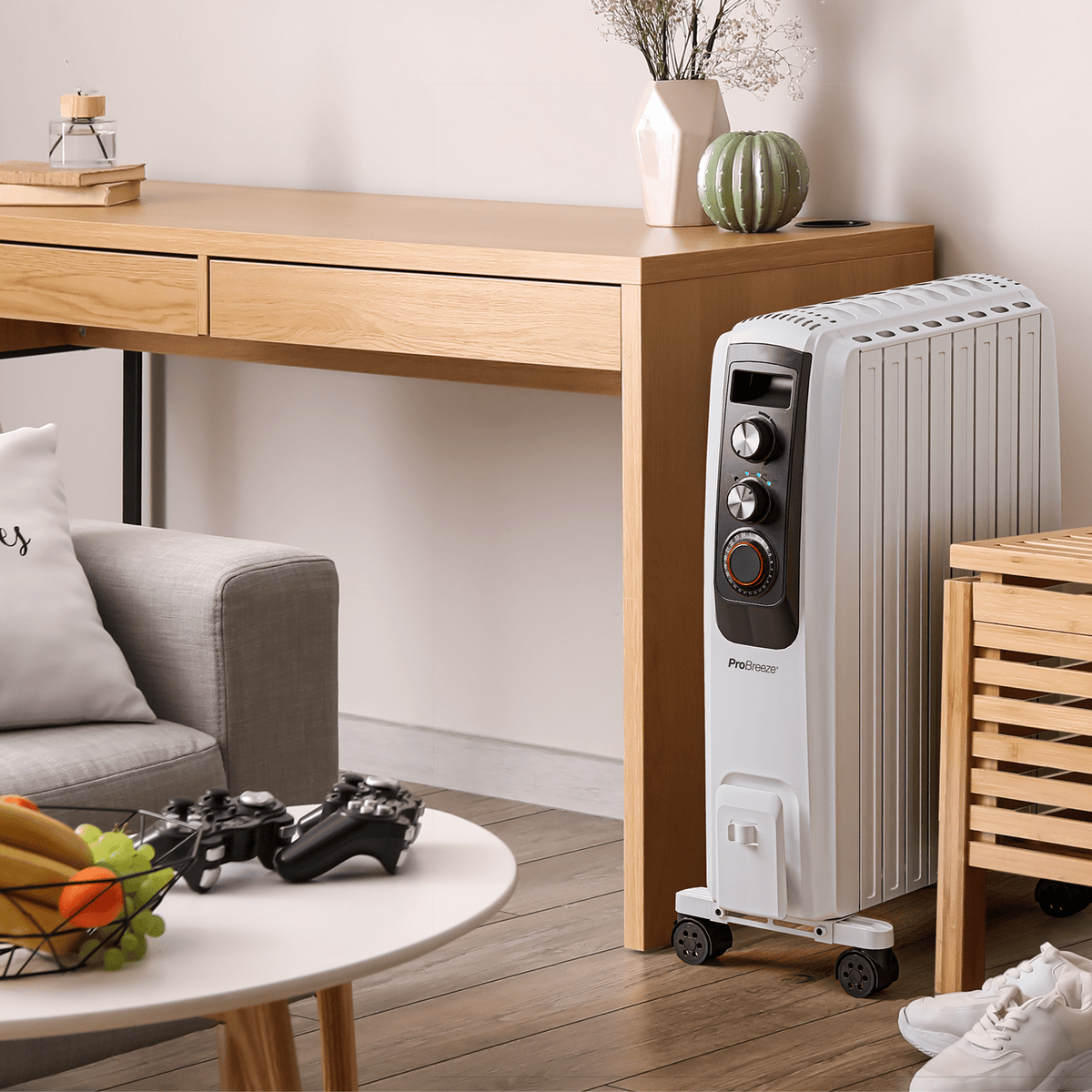 2000W Oil Radiator with Digital Display - 8 Fins, Timer, 4 Heat Settings