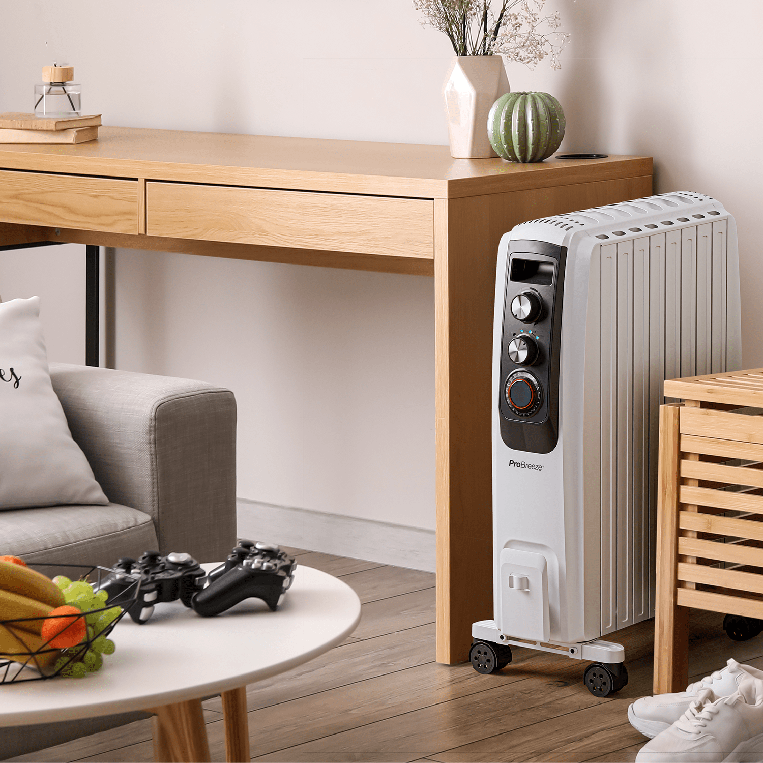 Radiador de óleo de 2000 W com display digital - 8 aletas, temporizador, 4 configurações de calor