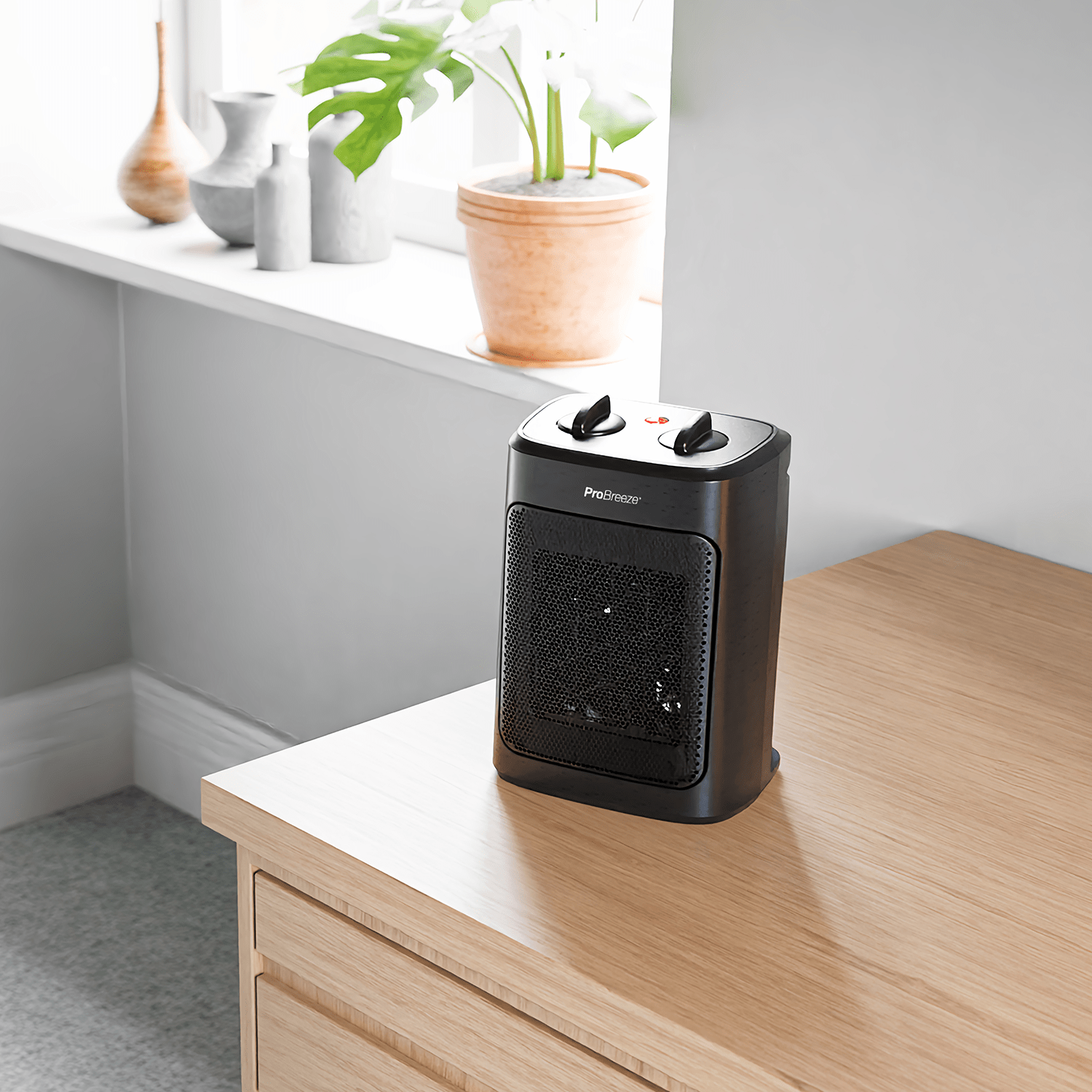 Mini termoventilatore in ceramica da 2000 W - nero