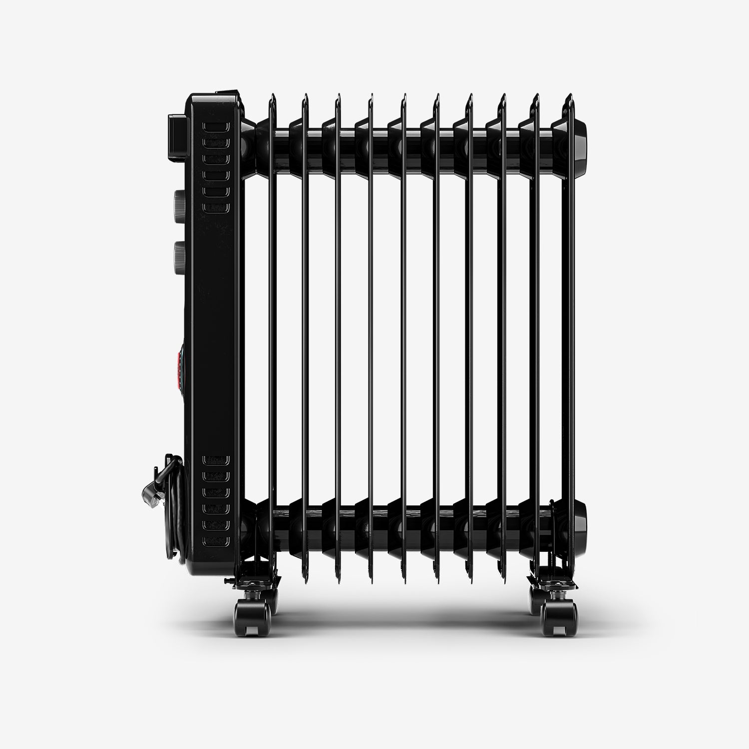 Compacte oliegevulde radiator van 2500 W met 11 vinnen en thermostaatbediening