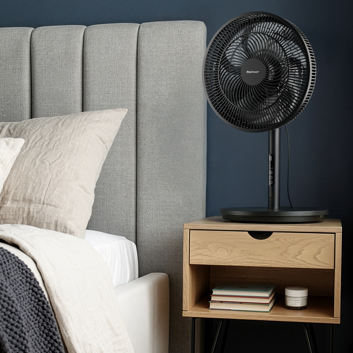 AirFlo™ Slim 109 cm Hybrid Pedestal Fan - Ultra- Quiet Air Circulator - Black