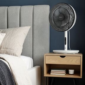 AirFlo™ Slim 43" Hybrid Pedestal Fan - Ultra- Quiet Air Circulator - White/Black