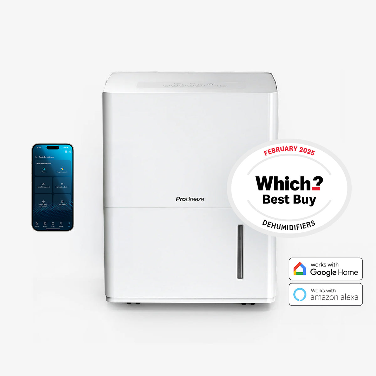 Luchtontvochtiger van 30 liter met slimme app-bediening