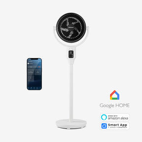 AirFlo 43" Smart Hybrid Pedestal Fan - Ultra-Quiet Air Circulator - White