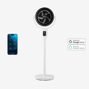 AirFlo 43" Smart Hybrid Pedestal Fan - Ultra-Quiet Air Circulator - White