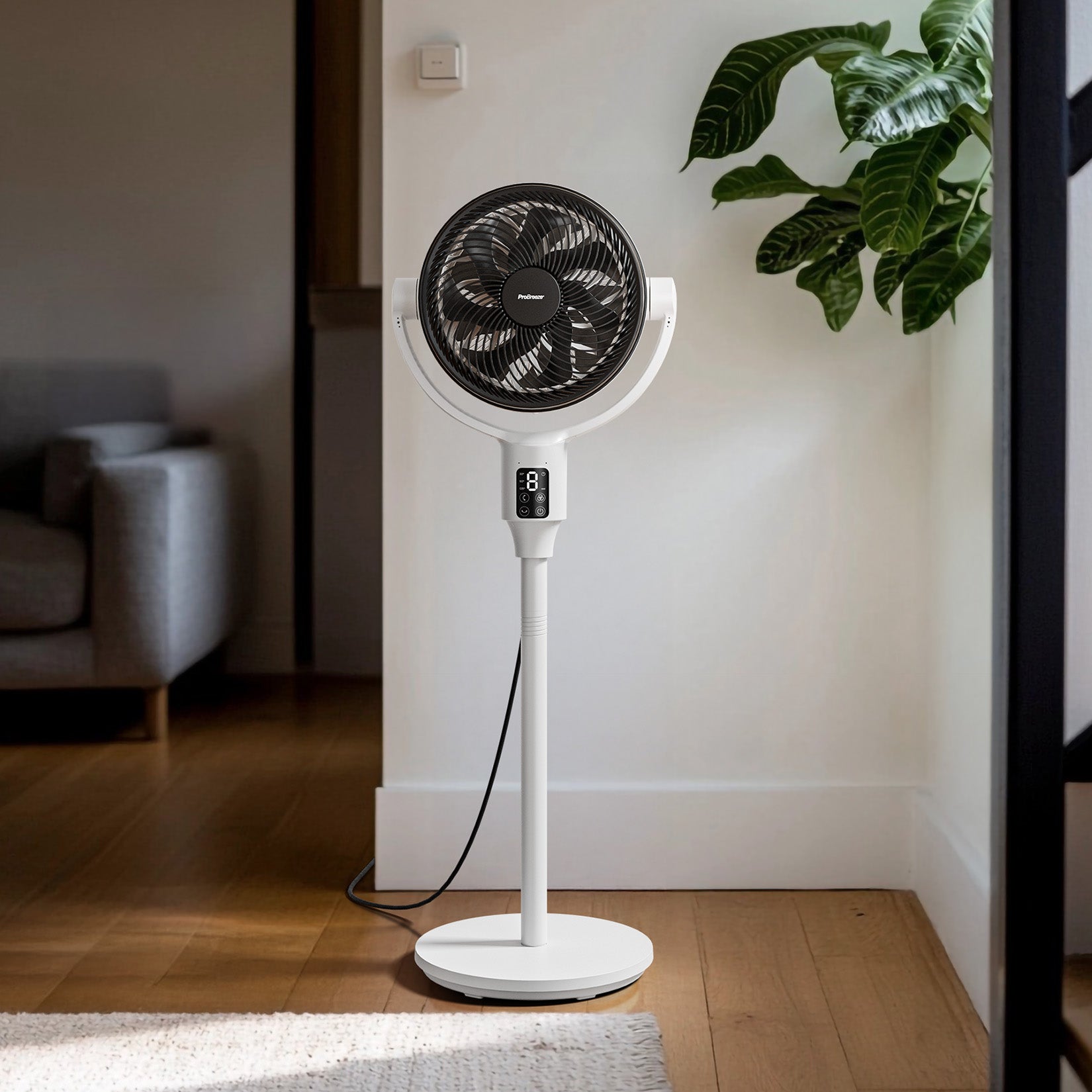 AirFlo Plus 44" Ventilatore a piantana ibrido - Circolatore d'aria ultra silenzioso - Bianco