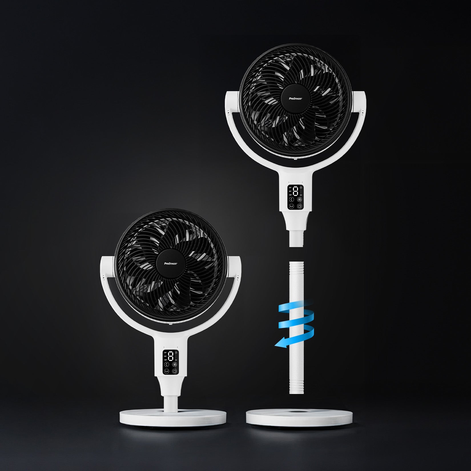 AirFlo Plus 44" Ventilatore a piantana ibrido - Circolatore d'aria ultra silenzioso - Bianco