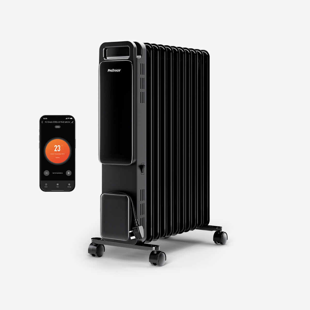 <tc>OmniWarm 2500W Ölgefüllter Heizkörper mit 11 Lamellen, Eco-Funktion, Digitalanzeige und Smart App-Steuerung - Schwarz</tc>