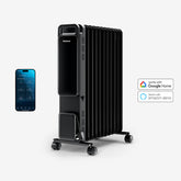 OmniWarm 2500W Oil Filled 11 Fins Eco Radiator Heater With Digital Display and Smart App Control - Black