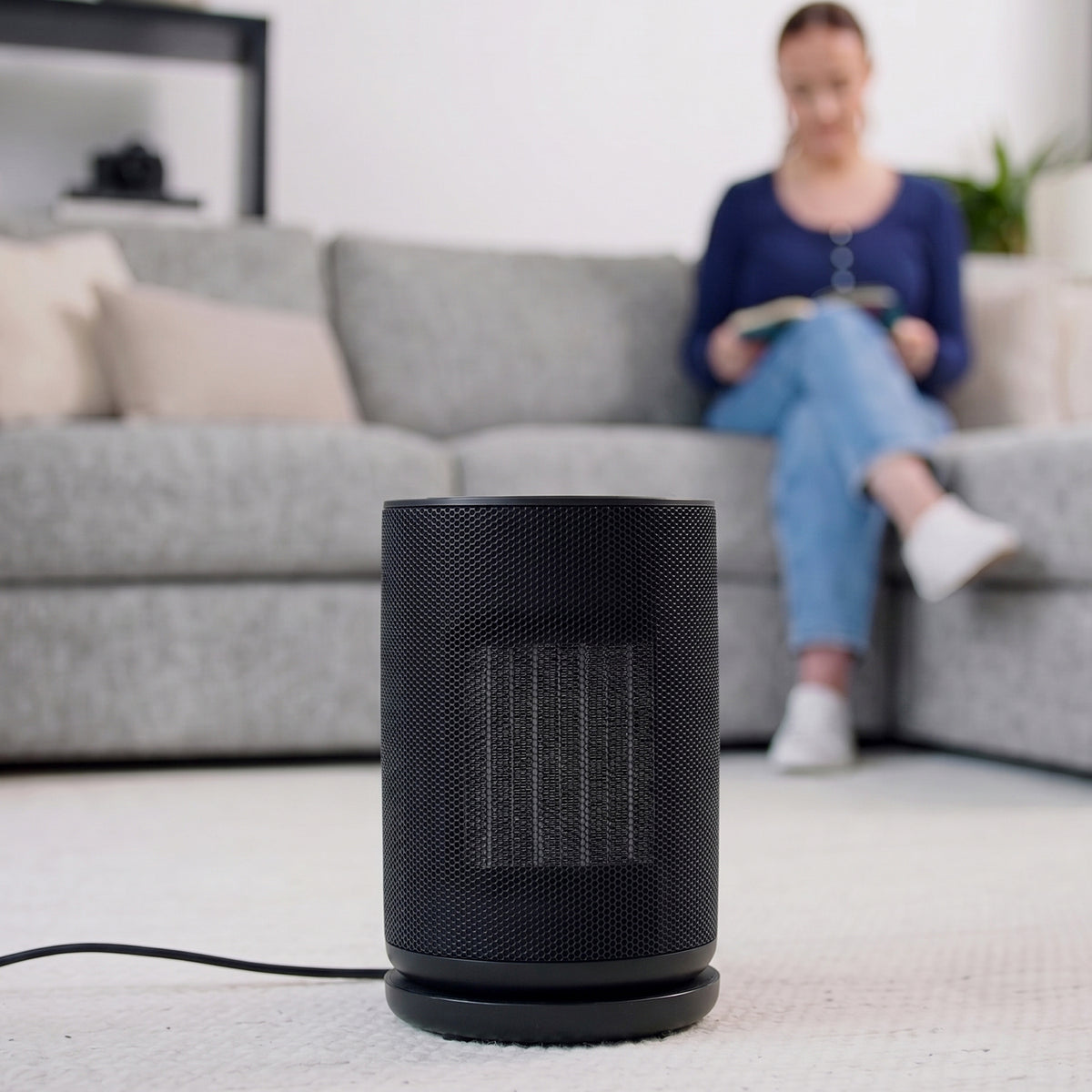 1800W Circular Ceramic Mini Fan Heater - Black